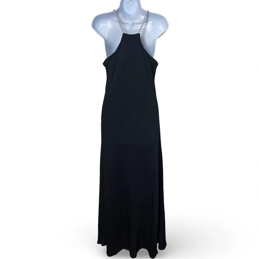 All‎ That Jazz – Junior’s VTG Black Rhinestone Strap Maxi Dress 90s – Sz. 11/12